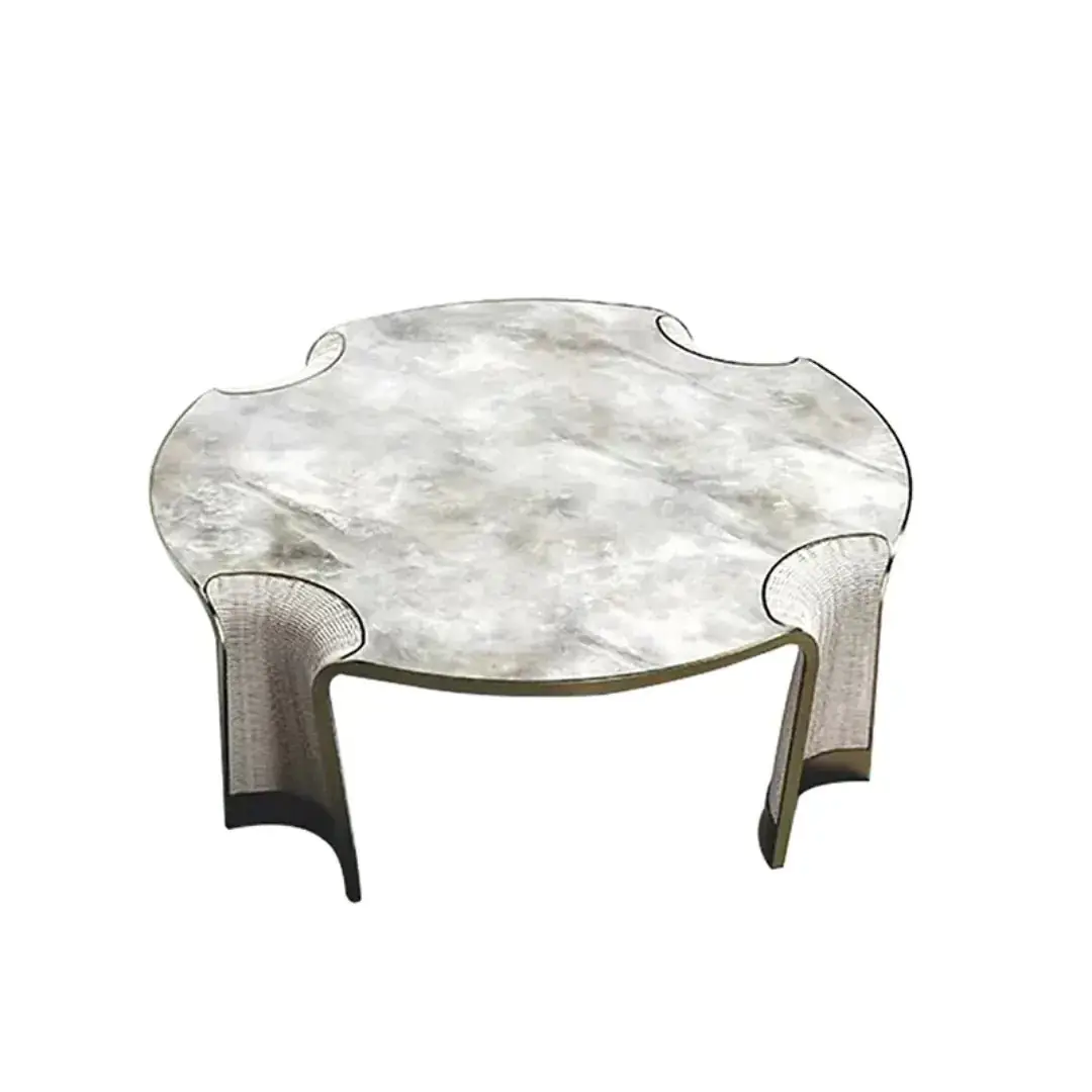 Boston Marble Coffee Table with Brass Accents - Luxury Statement Piece - Image 4