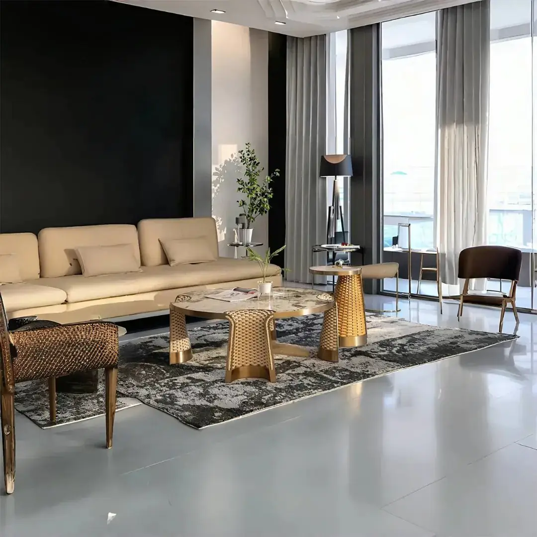 Boston Marble Coffee Table with Brass Accents - Luxury Statement Piece - Image 5