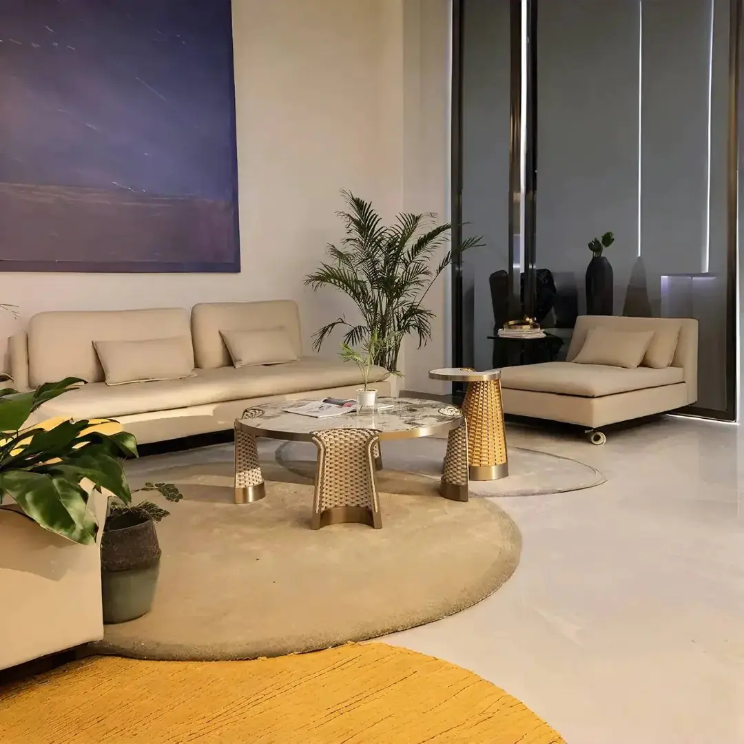 Boston Marble Coffee Table with Brass Accents - Luxury Statement Piece - Image 2