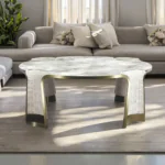 Boston Marble Coffee Table with Brass Accents - Luxury Statement Piece