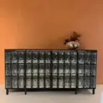 Glass Brick Sideboard with Double Doors | Modern Art Glass Cabinet with Solid Wood & Stainless Steel - Image 4