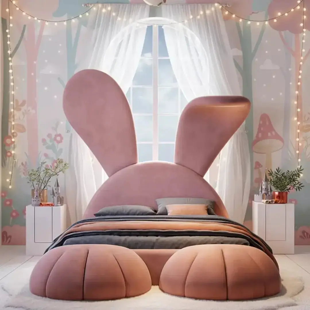 Adorable Bunny Leatherette Upholstered Bed - Image 2