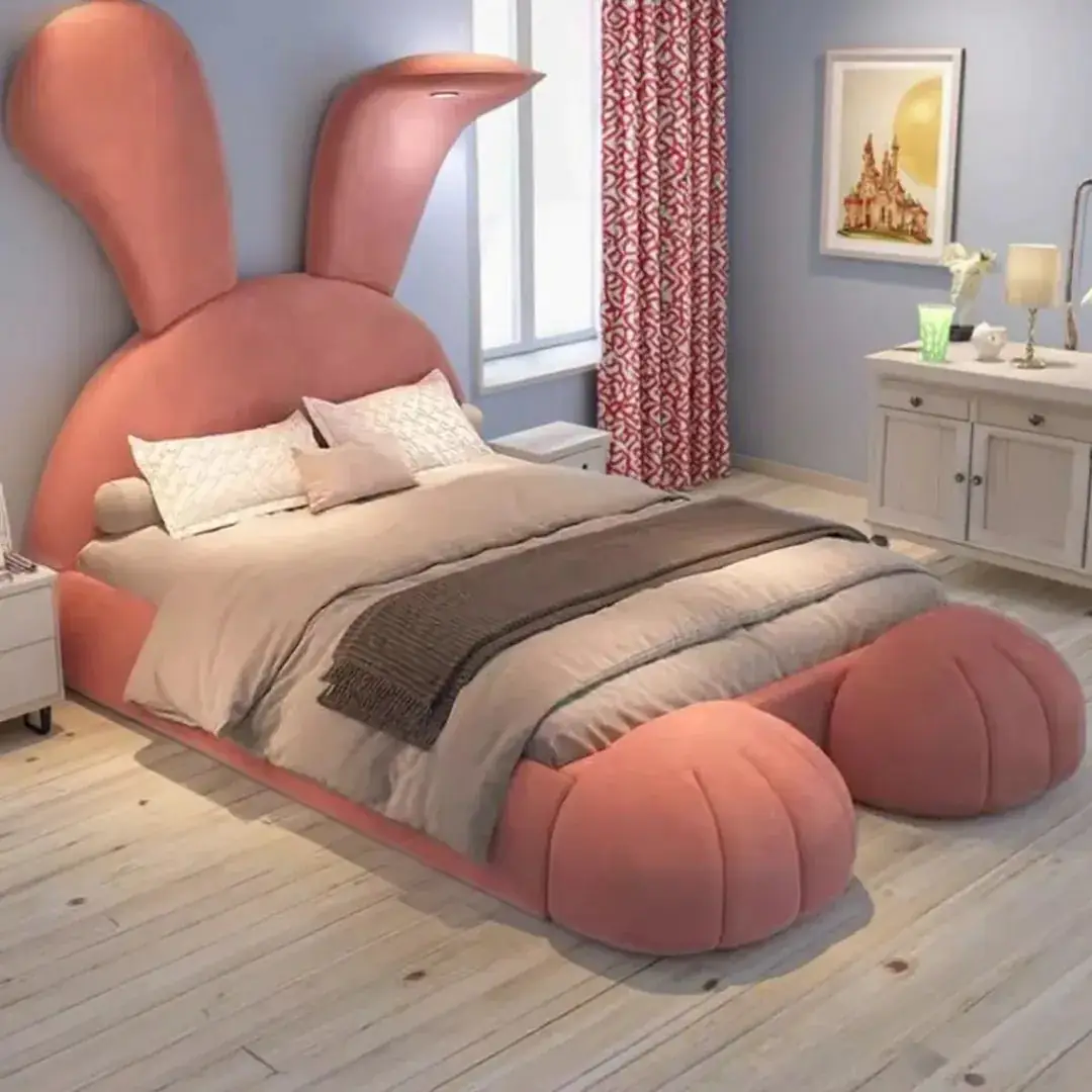 Adorable Bunny Leatherette Upholstered Bed - Image 3