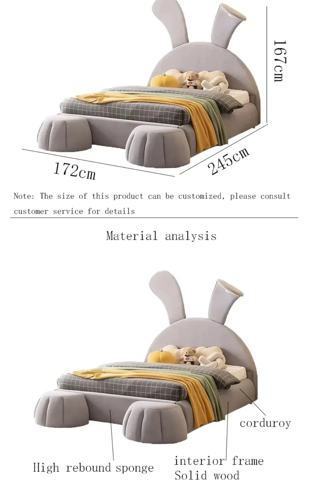 Adorable Bunny Leatherette Upholstered Bed - Image 7